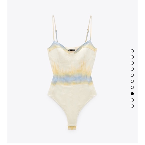 Zara Cream and Yellow Satin Bodysuit Size Large - Picture 2 of 8